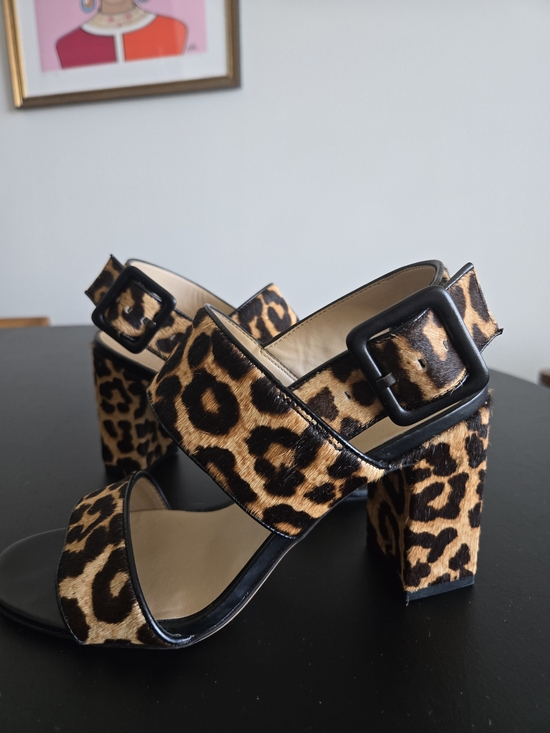 Franco Sarto Shoes - Franco Sarto Fidelma Leopard Calf Hair Block Heel Sandals Sz 7M